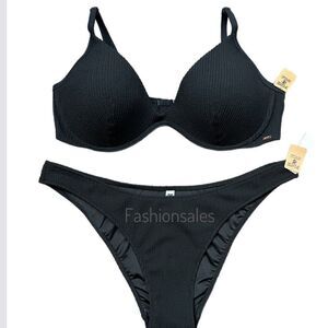 Victorias Secret Pink Swim Crinkle Push Up Padded Bikini Top Bottom Set XXL